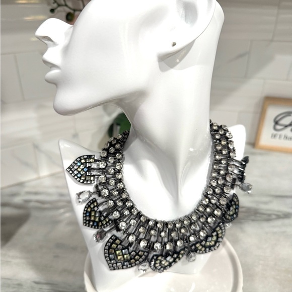 Elegant Silver and Black Statement Necklace